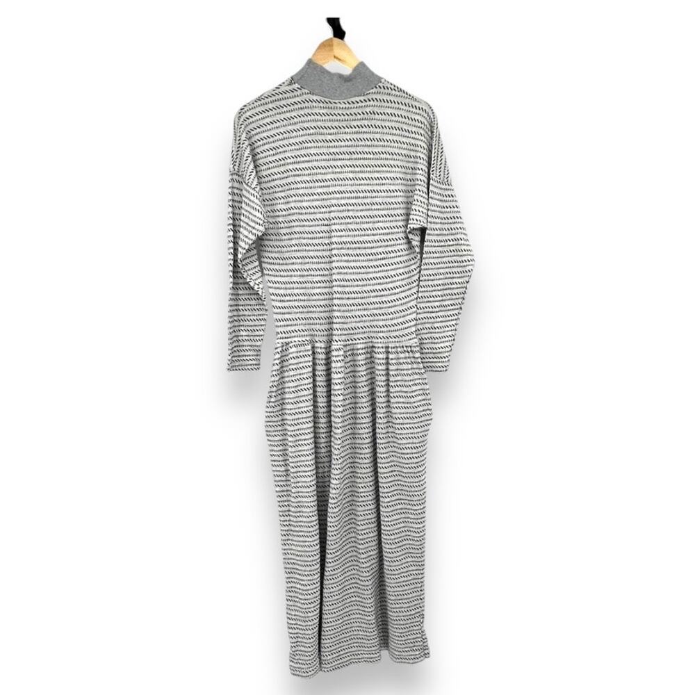 CP Shades Mock‎ Neck Long Sleeve Maxi Stripped Sweater Dress Women's S Gray